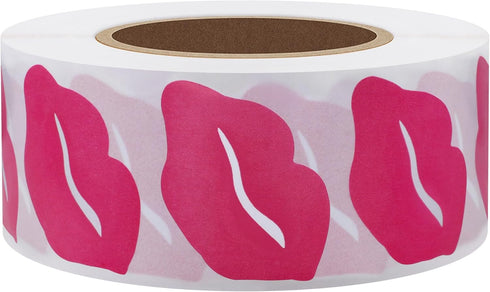 Hybsk Kissing Lips Removable Body Stickers, Total 1,000 Per Roll, Pink