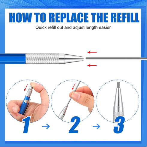 2 Pcs Welders Pencil with 48 PCS Round Refills, Mechanical Pencils for Metal Welding Marker (Red, Silver, Yellow)