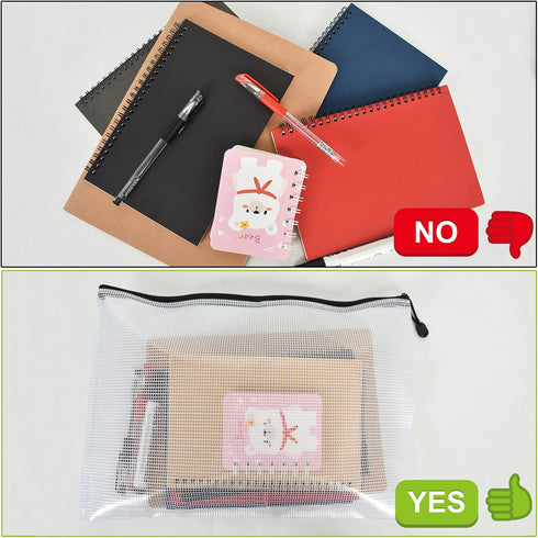 Vuzvuv 22Pcs Large Mesh Zipper Pouch, A3 Size 16.9"x12", Plastic Document Bag with Label Sticker for School Travel