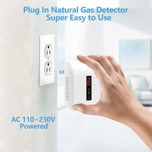 Y401 Natural Gas Detector, 24 Hour Propane Leak Detector for Home, Plug in Camper or RV, AC 110-220V, White (1 Pack)