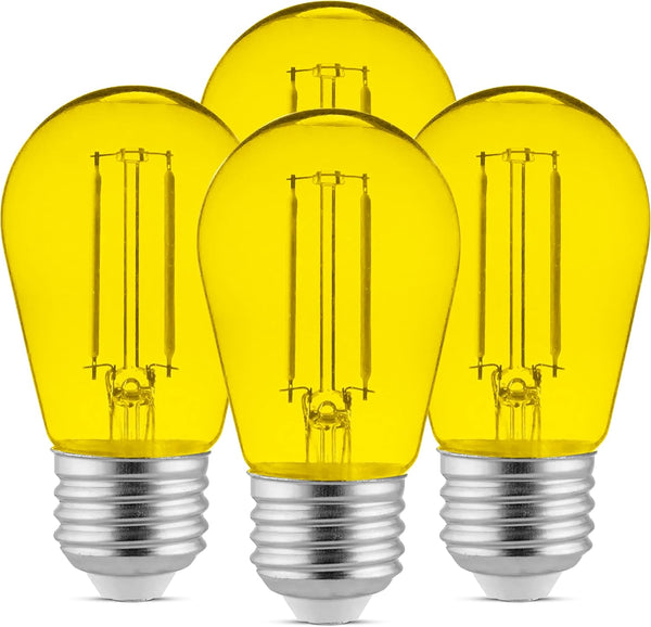OHLECTRIC S14 Yellow LED Bulbs with E26 Base | 1W Shatterproof LED