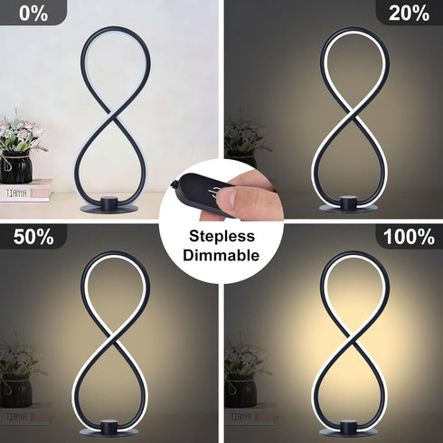 SendaLife Lamp,3CCT 2700K/4000K/6500K Dimmable Modern Desk Table Stepless Bedside Lamp with USB Adapter,Black Table