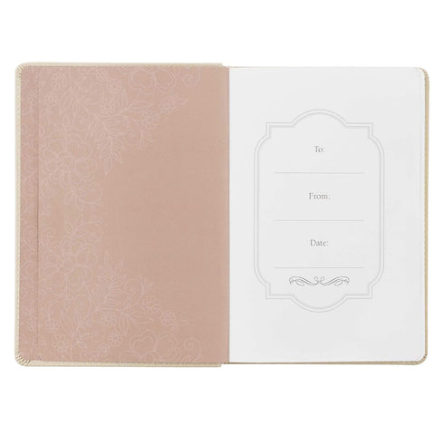 When She Speaks Proverbs 31 Woman Bible Verse Inspirational Notebook w/Ribbon Marker and Lined Pages, Ivory Faux