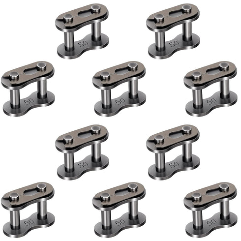 10 Pack #50 Roller Chain Connecting Links, Master Connector Link for Agricultural Machine, Motorcycles, Mini Bike