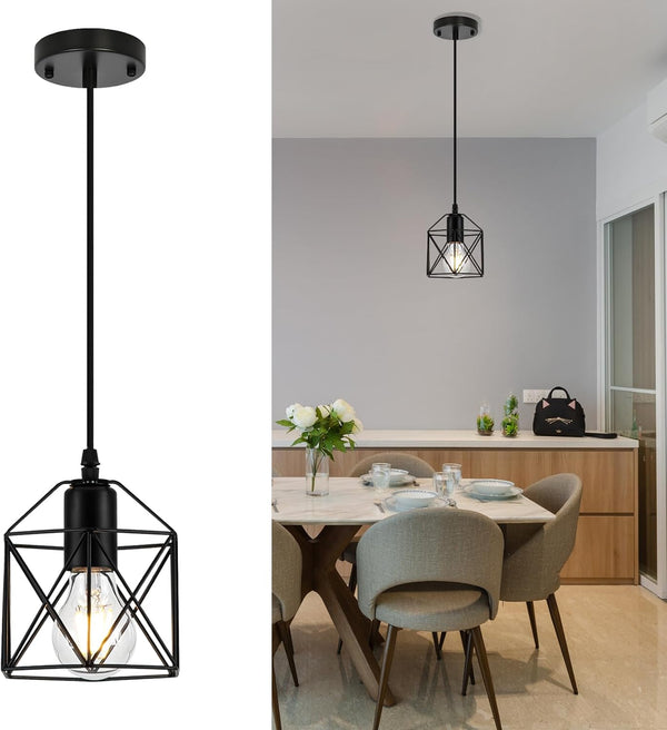 Becvaaoo 1-Light Hanging Pendant Light Fixture, Black Pendant Lights Kitchen Island, Farmhouse Pendant