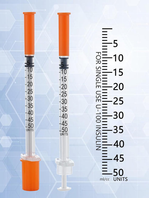 100 Pack 0.5ml 31G 0.5cc 5/16 Inch (8mm) Disposable Syringe, Lab Supplies Syringes, Individually Wrapped