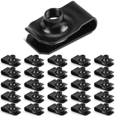 25 Pcs Extruded U Type Nuts, Bumper Fender U Style Clip Fasteners for Automotive Metal Fender Grill