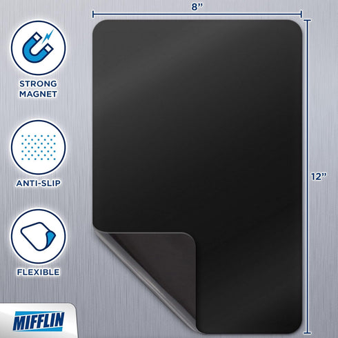 Mifflin-USA Magnetic Dry Erase Black Board Sheet for Fridge (12 x 8"), Stain-Resistant Kitchen Planner Board
