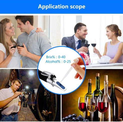 BOWONG 0-40%, 0-25%) Wine Refractometer, Hand Held Brix/Alcohol Refractometer with ATC for Wine Making Homebrew Kit
