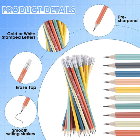 Sabary 30 Pcs Inspirational Colorful Mood Pencils - Motivational Saying Pre Sharpened Pencils for Students