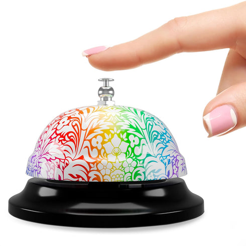 Floral Design Front Desk Bell for Service - Stainless Steel Classroom Bell with Clear Sound for Teachers