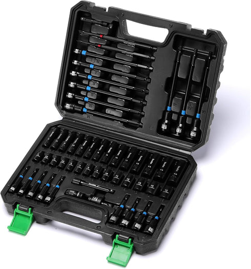 52PCS 1/4" Set Set, Metric(4-15mm), Set(6-14mm) 1/4" TecoTek Drive Impact Socket & Magnetic Nut Driver Deep & Shallow