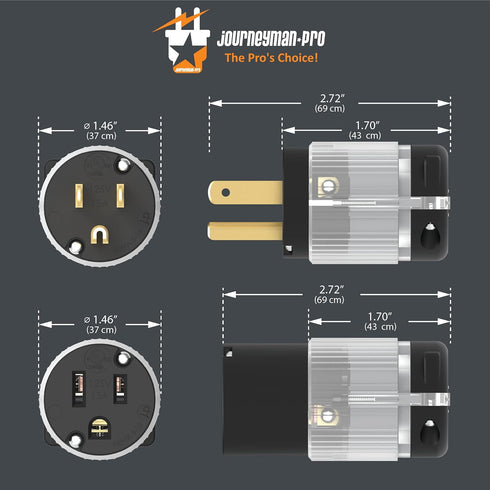 Journeyman-Pro 515CV-LIT Lighted 15 Amp 120-125 Volt, NEMA 5-15R, 2Pole 3Wire, Female Plug Replacement Connector