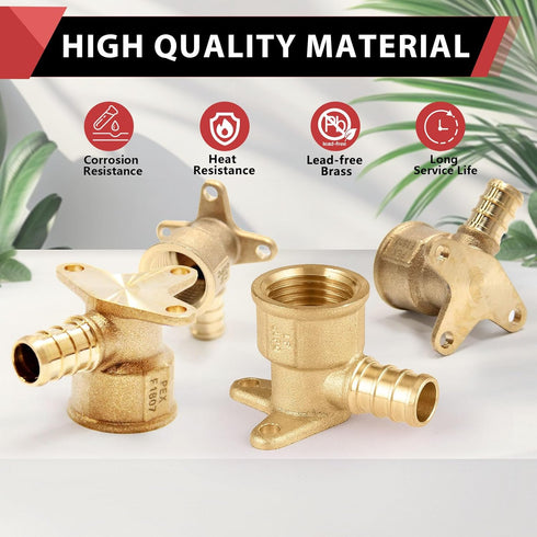 (Pack of 5) Pex Fitting 1/2 Inch x 1/2 Inch Female NPT Drop-Ear Elbow Brass (5) (PEX1807156)