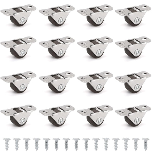 16Pcs 0.5 Inch Tiny Caster Wheels, Self Adhesive Mini Casters for Appliances, DIY Storage Box