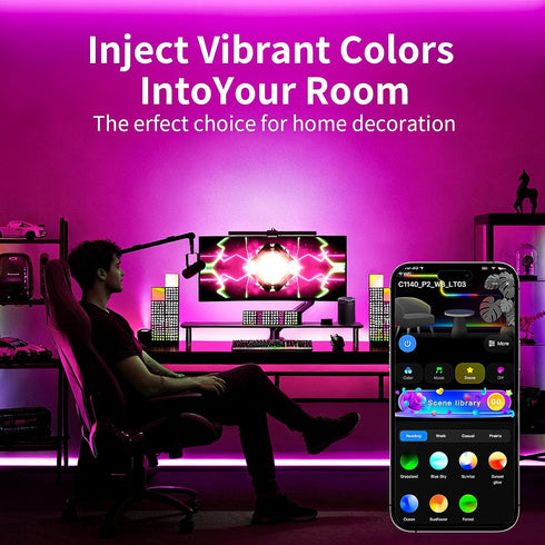 16.4ft KSIPZE Smart WiFi LED Strip Lights, RGB+IC LED Lights for Bedroom Work with Alexa,APP Control, Music Sync, DIY