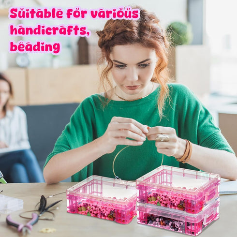 Suzile 12 Pcs Plastic Clear Crayon Box with Lids Stackable Organizer for School Office Supplies