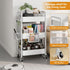 Rcemlip 3 Tier Rolling Cart Metal with DIY Pegboard, White Utility Cart with Lockable Wheels, Three Tiered Craft Cart