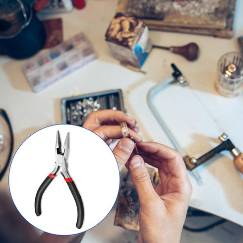 Small Needle Nose Pliers Set, 5 Inch Long Nose Pliers with Comfort Grip for Jewelry Making, Black