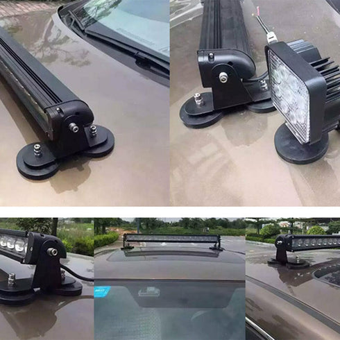 2PCS (D66-1.76lb) LED Bar Strong Magnetic Mounts, Universal Magnetic Base Light Mount Rubber Pad Bracket Sucker Roof