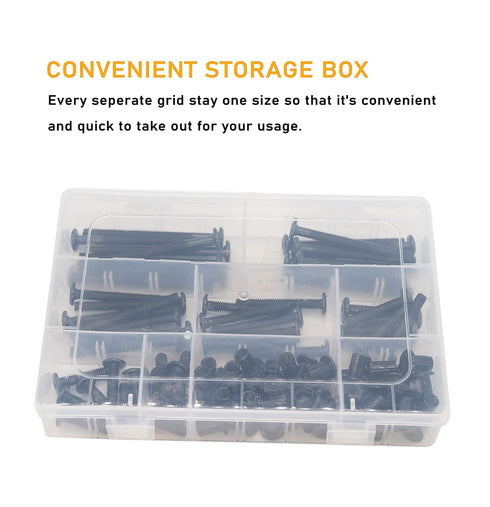 binifiMux 100pcs M6x15mm/25mm/35mm/45mm/55mm/65mm/75mm Baby Bed Crib Screws Hardware Replacement Kit, Black Hex Drive