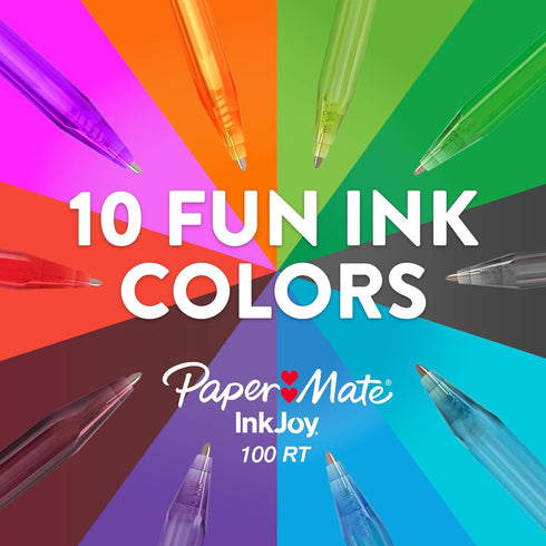 Paper Mate InkJoy 100RT Retractable Ballpoint Pens, Medium Point (1.0mm), Black, 20 Count