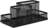 Mesh Desk Organizer for Office, 4 Compartments Pen Holder with Sticky Notes Holder, Black Mesh Storage