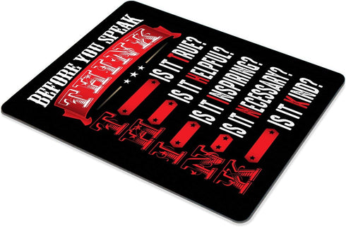 Smooffly Inspirational Mouse Pad, Think Before You Speak Quotes, Motivational Mousepad 9.5 X 7.9 Inch