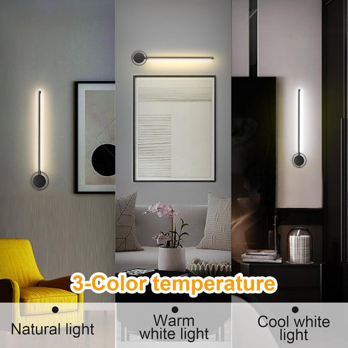 Set 23.6" 3 Dimmable 350 Wireless Wall Sconces of Two, Rechargeable Art Display Light, Color Temperature with Rotation