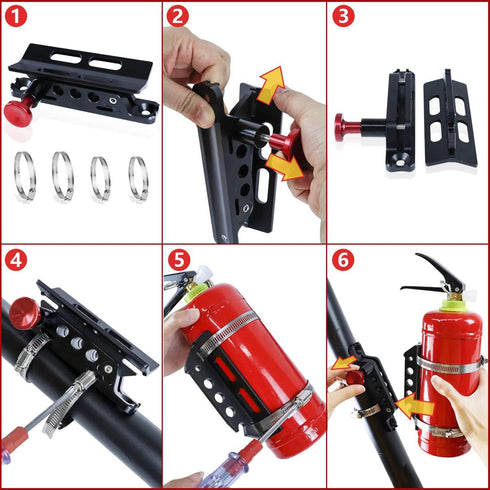 Roll Bar Aluminum Fire Extinguisher Mount Kit Compatible with Jeep Wrangler TJ JK JKU JL Gladiator JT UTV Polaris RZR