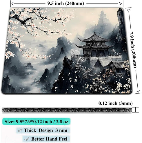 IMAYONDIA 9.5" 7.9" Computer Mouse Pads for Desk, Aesthetic Landscape Painting Japanese Mouse Pad Small Square Computer