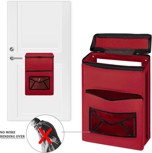 Indoor Mail Slot Catcher Bag, High Capacity Felt Mail Slot Cover, Red Mail Bag, Home Hardware Accessories
