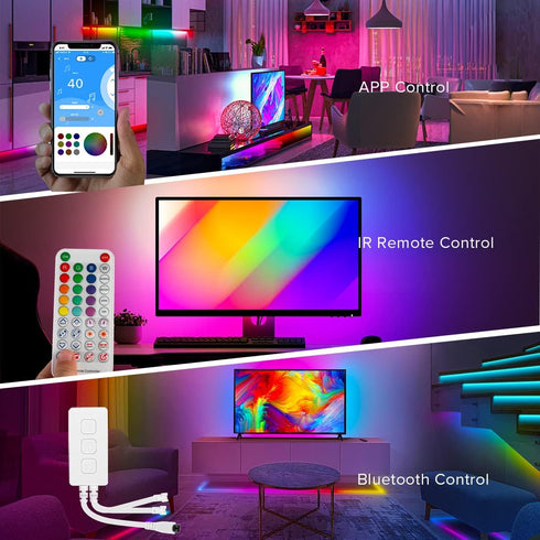 SK6812RGBW WS2814 TM1824 UCS2904 SP617E /3 BTF-LIGHTING Built-in Mic Bluetooth Controller Sync Music Mode Timer