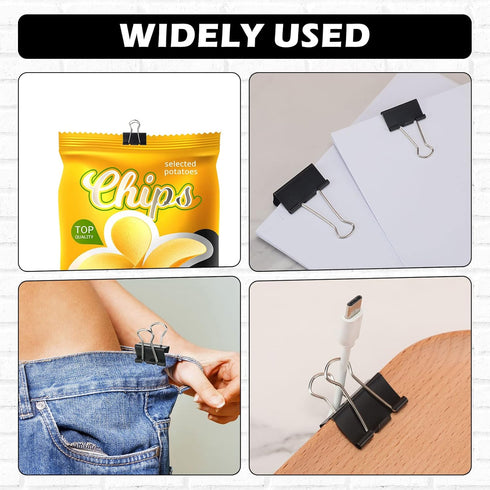 Yexiya 1000 Pcs Binder Clips Bulk, Assorted Sizes Black Paper Clips for School Teachers and Office Supplies