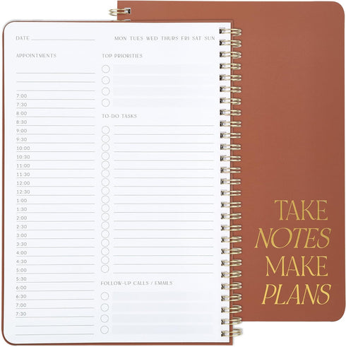 ZICOTO Simplified Daily Planner and Notebook, Aesthetic Spiral To-Do List Notepad for Organizing Work Tasks and