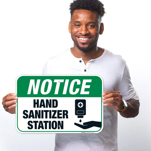 12x18 Inches, 55 Hand Sanitizer Station Sign, mil Thick HDPS (high Density polystyrene), Made in USA