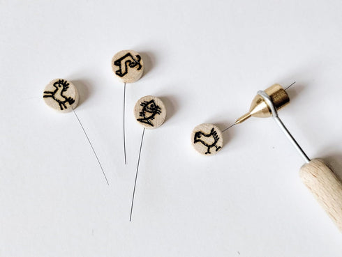 Set 6 set set of tools for Ukrainian Easter eggs decorating, Kistka decorated with hand wood-burned pysanky symbols