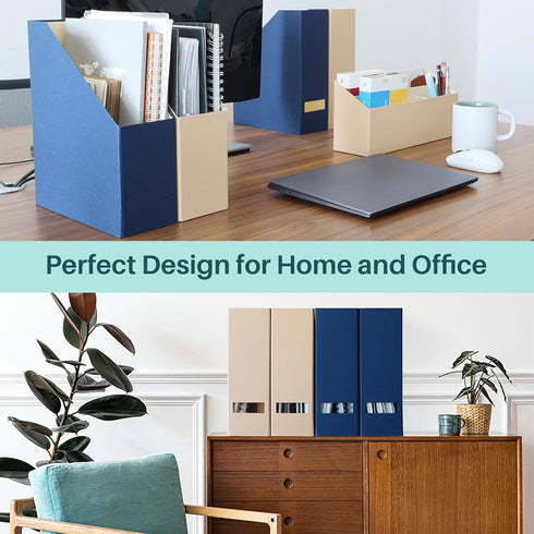 Magazine Holder, File Holder and Desk Organizer, 4-Pack Paperboard Book Organizer for Home and Office