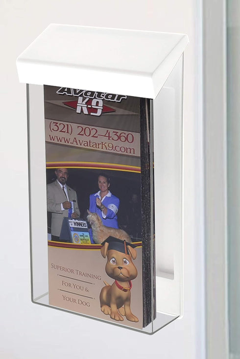 Marketing Holders Outdoor Brochure Holder Box Clear with White Lid for 4" x 9" Trifolds