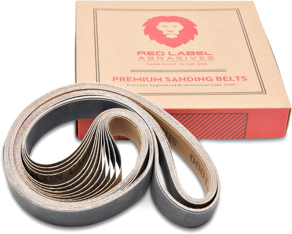 Red Label Abrasives 1 X 30 Inch 36 Grit Sanding Belts - 12 PACK - Industrial Grade Silicon Carbide for Knife Sharpening.