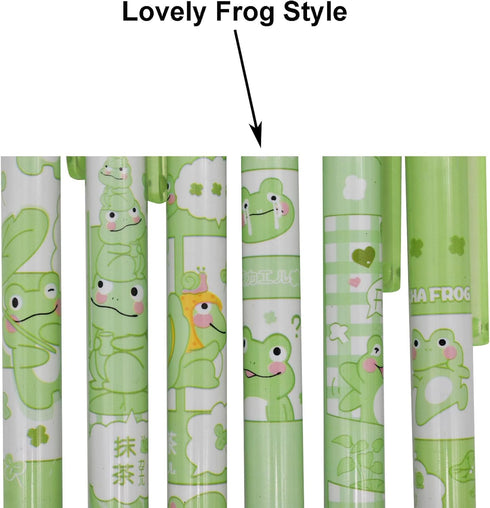 Maydahui 12PCS Green Matcha Frog Gel Pens, Cute Cartoon Animal Pen, Retractable Printing Pens for Office School Party