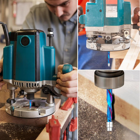 1/4 inch Trimming Shank CNC Router Bit Dowm Cut Flush Trim Router Bits Solide Carbide End Mill with Nano Blue Coating