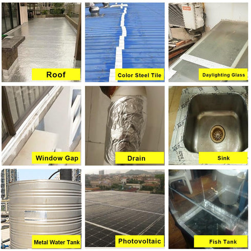 Butyl Waterproof Tape 6" W X 16' L, Upgraded Leak Proof Repair Butyl Seal Aluminum Tape for Boat and Pipe Sealing