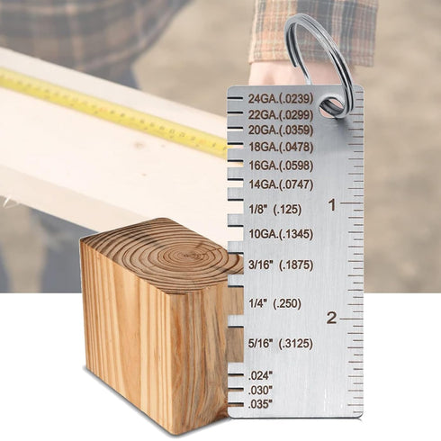 2 Pcs Stainless Steel Metal Sheets,Welding Thickness Gauge- Wire Gauge Measurement Tool,Wire Thickness Gauge & Round Dual-Sided Metal Sheet Guage