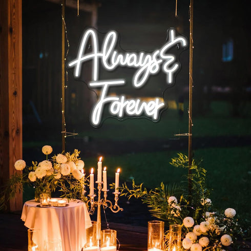 15.4x12.6 inches Ineonlife Always Forever Neon Sign for Wall Decor Love Oh Baby White Letter LED Lights for Wedding