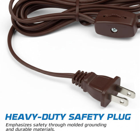 OHLECTRIC Set 8 18/2 SPT-1 Brown Lamp Power Cord with Rotary Switch, Ft AWG Replacement Wire, Stripped & Tinned Ends