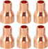 PATIKIL 1/2" to 1/4" ID Copper Reducer, 6pcs 99.9% Pure Copper Reducing Coupling