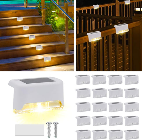 20 Pack Solar Deck Lights Outdoor Small Waterproof LED Step Lamp Outside