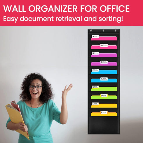 Godery Premium Hanging File Folder Organizer - 10 Pockets & 3 Hangers, Perfect for Home Organization, Wall or Over Door