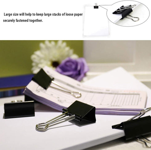 Extra Large Binder Clips 2 Inch (48 Pack) Big Paper Clamps for Home and Office Supplies, Black